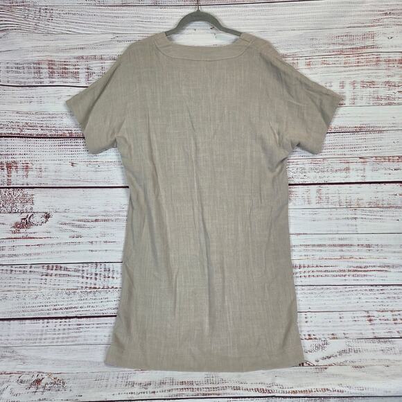 Evereve Vienna Dress S Linen Blend Fawn Taupe Minimal Neutral Basic Timeless NWT - Picture 4 of 16